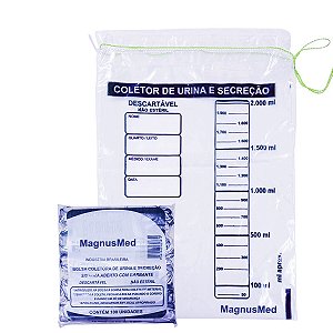Coletor de Urina / Secreção Sistema Aberto 2 Lts ( Barbante / cordão )c/ 100 unidades