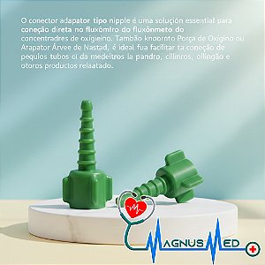 Conector/ Adaptador Tipo Niple Para concentrador de oxigênio e fluxômetro de oxigênio