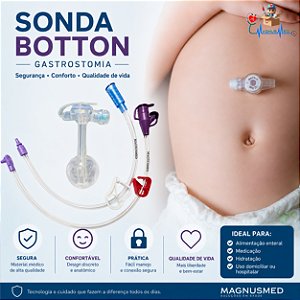 Sonda Gastrostomia Botton Silicone c/ Balão - Kit ( Botton - Extensor 30cm - Seringa ) KFF