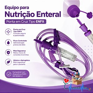 Kit 10un Equipo para Nutrição Enteral Ponta em Cruz Tipo Enfit 1,50m