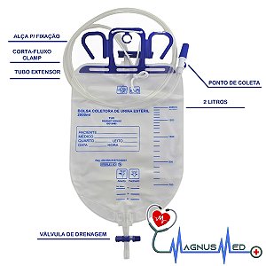 Coletor de Urina sistema fechado 2000ml c/ ponto de Coleta