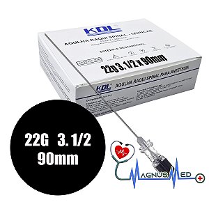 Agulha para Anestesia Spinal Raqui 22g 3. 1/2 90mm preta - KDL