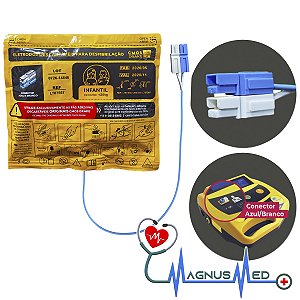 Eletrodo ( Pás ) Infantil abaixo<25kg Original Cmos Drake Life 400 Futura ( Conector Azul / Branco ) F7959W