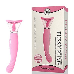 Vibrador Duplo Ponto G e Linguinha Bomba Vaginal Recarregável DKA Import