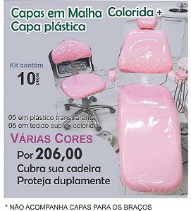 APROVEITE!! 02 Capas para cadeira odontológica em suplex colorido e plástico Dupla Proteção!!