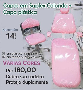 02 Capas para cadeira odontológica em suplex colorido e plástico Dupla Proteção!!