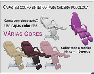 Capa Colorida em couro sintética para cadeira podologa com capa mocho