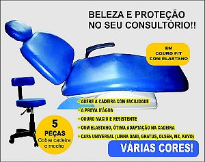 Capa para cadeira odontológica ANTIVIRAL!! Em couro fit com elastano