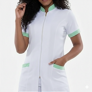 Jaleco feminino com detalhes colorido e zipers