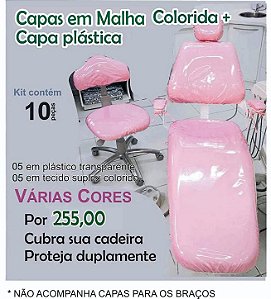02 Capas para cadeira odontológica em suplex colorido e plástico Dupla Proteção!!
