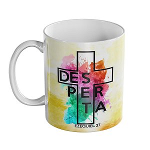Caneca Desperta  Em Porcelana Com 325ml de Capacidade e Com Interior e Alça Brancos - Premium