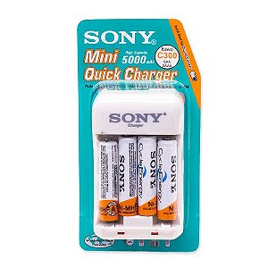 Kit de Carregador de Pilhas Sony BCG-C300 Mini Quick Charguer
