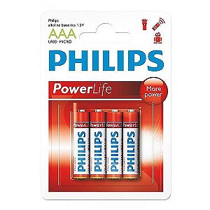 Pilha Philips Alcalina AAA KIT 4 Unidades
