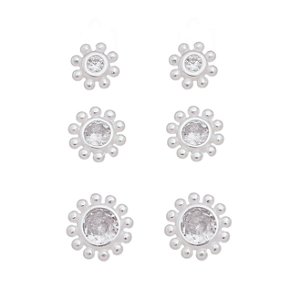 Brinco Prata 925 trio flor com zirconia cravada joias prata