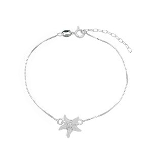 pulseira prata 925 feminina estrela com pedras cravadas