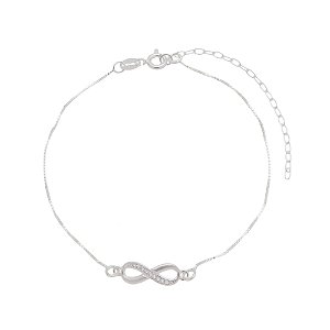 pulseira prata 925 feminina infinito com pedras cravadas