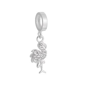 Berloque prata 925 flamingo com zirconia cravada charms life