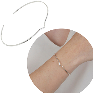 Bracelete Feminino Prata 925 Regulável Detalhe em V com Garantia