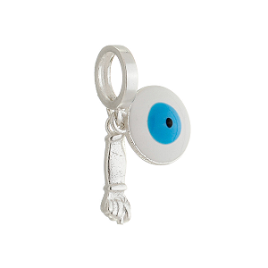 Berloque Olho Grego  azul claro prata 925 original legitima com garantia para pulseira pandor vivar