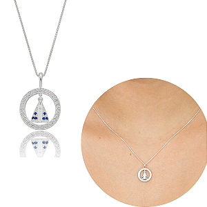 Colar Nossa Senhora Aparecida Prata 925 medalha zircônia kit