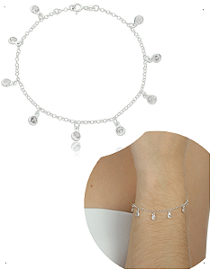 Pulseira Pontos de Luz zirconia Cristal Prata 925 luxo pedra