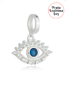 Berloque Olho Grego prata 925 original legitima pedras azul