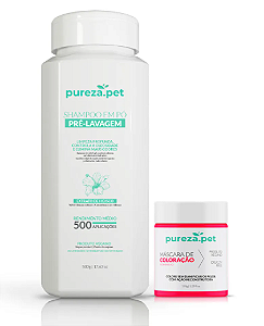 KIT - PET-SHAMPOO EM PÓ + MÁSCARA DE COLORAÇÃO - ROSA BRILHO
