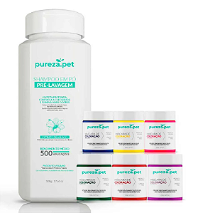 KIT - PET-SHAMPOO EM PÓ + 6 MÁSCARAS DE COLORAÇÃO