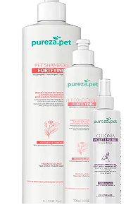 KIT - PET-SHAMPOO 1LITRO + CONDICIONADOR 300ML - LINHA FORTALECEDORA + COLÔNIA VEGANO