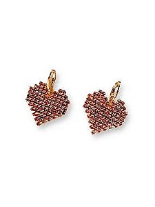 Brinco Coração Rosa - Folheado A Ouro18k