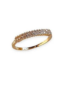 Anel Aparador 2 Fileiras  Cristal Cravejado - Banhado Em Ouro18k