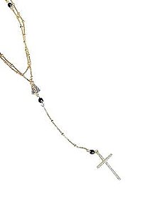 Terço Religioso Nossa Senhora e Cruz Cravejada Com Zircônias - Folheado A Ouro18k