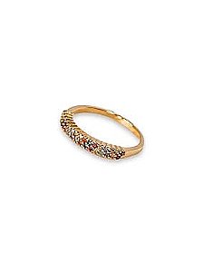Anel 2 Fileiras Cravejada Cristais Colors -Banhado Em Ouro18k