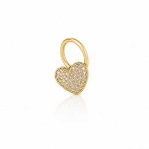 Piercing Fake Coração Cravejado Com Zircônias- Folheado A Ouro18k