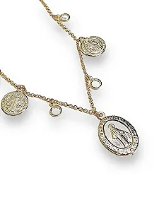 Colar Medalha Milagrosa Nossa Senhora Das Graças - Folheado A Ouro18k