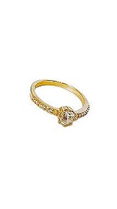 Anel  Solitário Com Zircônias -Banhado Em Ouro18k