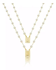 Escapulário Pérola - Folheado A Ouro18k