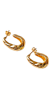 Brinco Camille  Argola Trançada M - Folheado A Ouro18k
