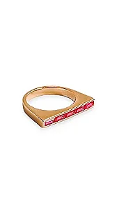 Anel Quadrado Com Cristais Rosa Pink- Banhado Em Ouro18k