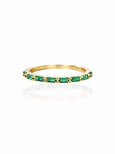 Anel Palito Verde Color- Banhado Em Ouro18k