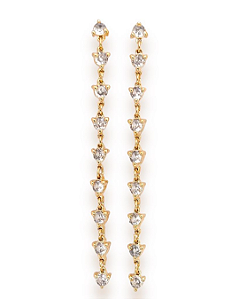Brinco Riviera 3 Pontas Cristal - Folheado A Ouro18k