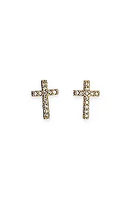 Brinco Cruz Cravejada - Folheado A Ouro18k