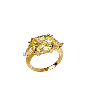 Anel Citrino - Banhado Em Ouro18k