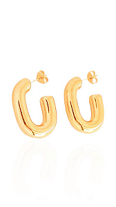 Brinco Argola Oval Miley - Banhado Em Ouro18k