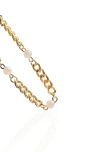 Pulseira Coli Elos e Pérola - Banhado Em Ouro18k