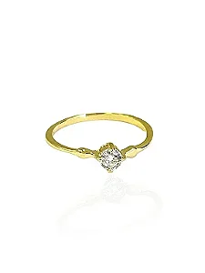 Anel Solitário Claire - Banhado Em Ouro18k