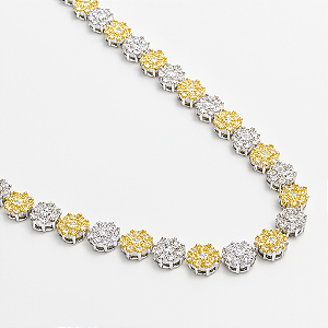 Pulseira Flowers Banho Duo  Cravejada- Ródio Branco