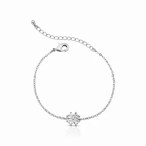 Pulseira Trevo - Banhada no Ródio Branco