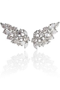 Brinco Ear Cuff Azura Cristal- Banhado em Ródio Branco