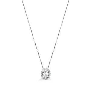 COLAR OVAL CRISTAL -  PRATA 925